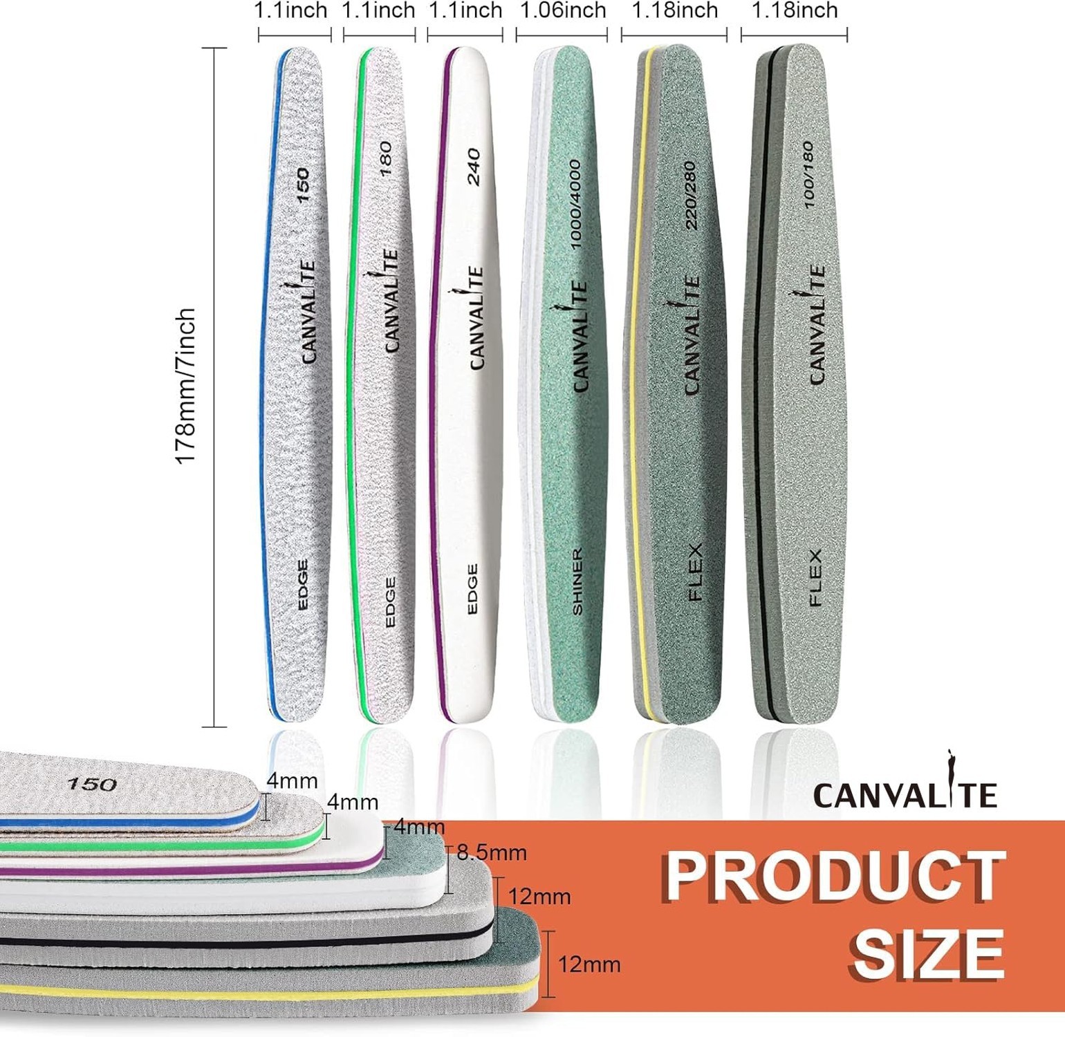 Nail Files Canvalite Nail File and Buffer Professional Emery Boards Washable …