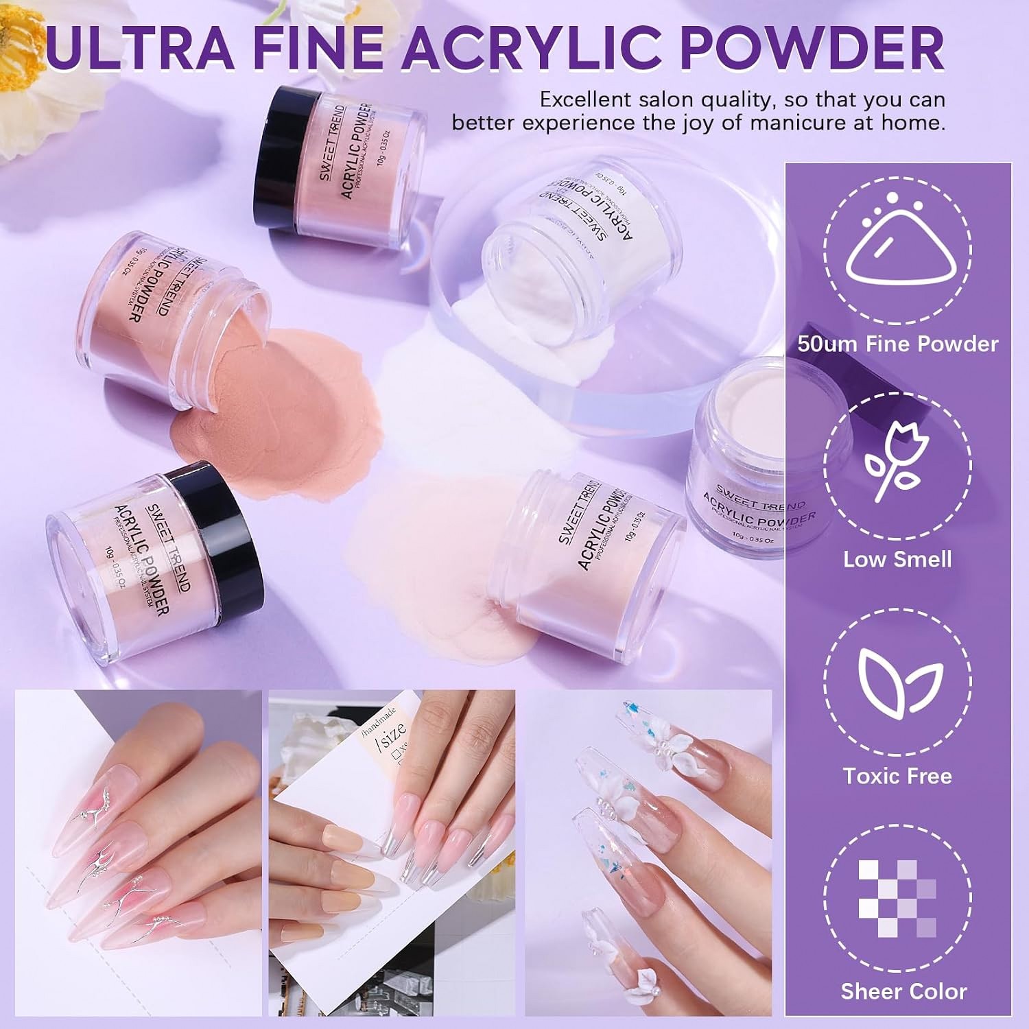Acrylic Nail Kit 6 Color Powder Liquid Starter Set for Beginners