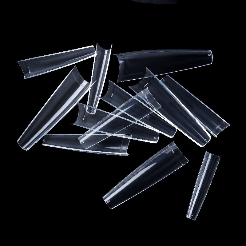 504 Pcs C Curve Coffin False Nail Tips Extra Long XXL Fake Nails 12 Sizes Clear