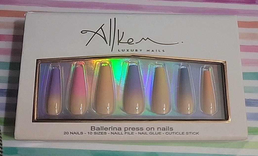 Allkem Luxury Nails Ballerina Press On Nails 20 Nails – Multi Ombre