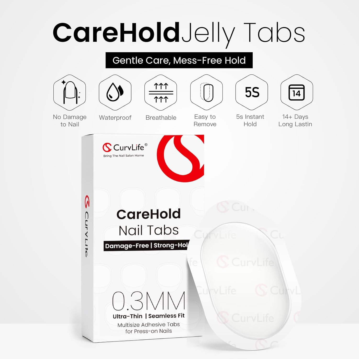Carehold Strong Hold Nail Adhesive Tabs for Valentine Press on Nails – 10 She…