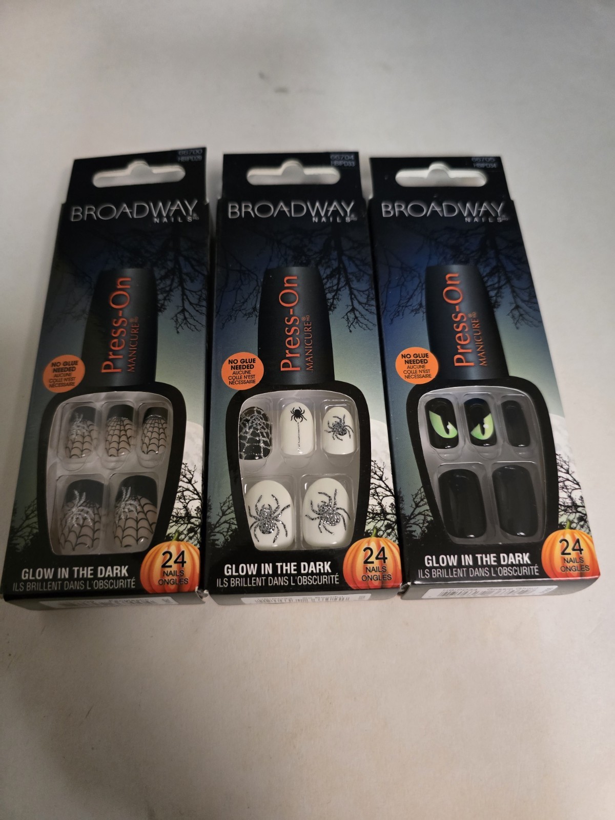 Assorted Lot Of 6×24 Kiss Broadway Halloween Glow In The Dark Press-on Nails