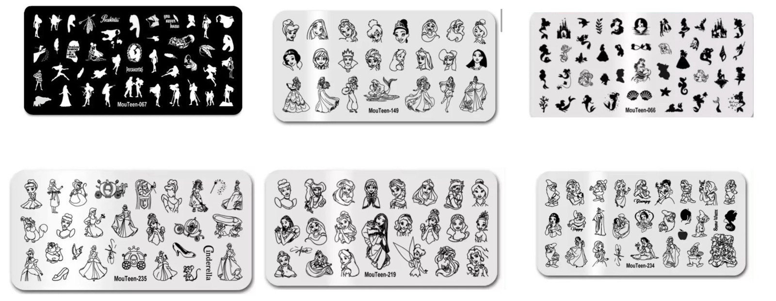Cartoon Princess Nail Stamping Plate. Stainless Steel W/Plastic Base. $5 Each