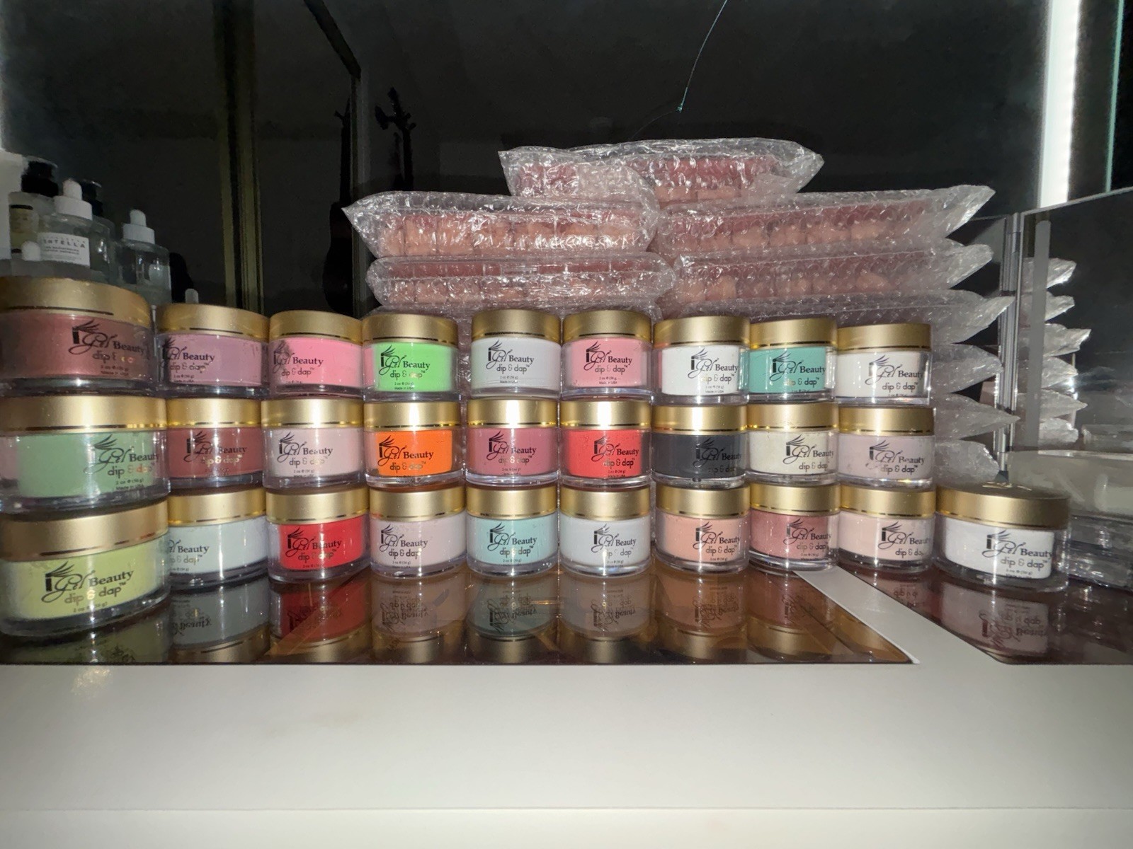 Nail Tips and Powder Lot (57 items) Read desc for details
