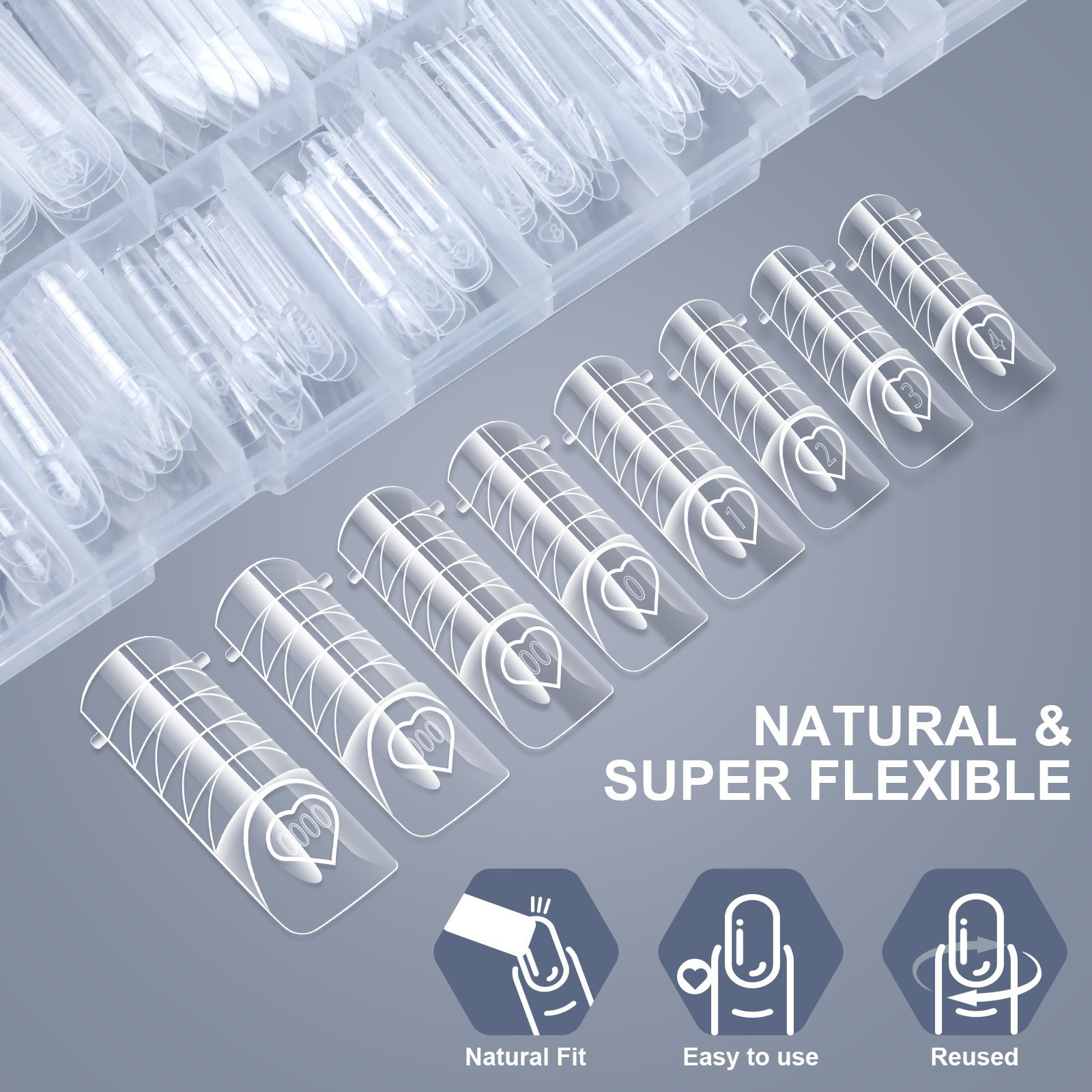 Stiletto Square French Nail Forms 150PCS/Box Nail Art Extension Tips with Scale