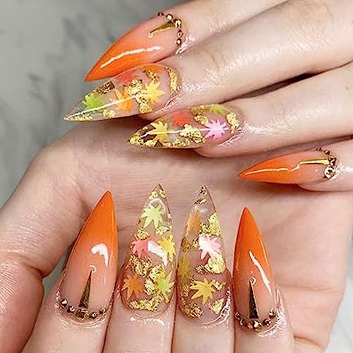 Nail Art Glitter Sequins, 3D Fall Leaves Sparkly Nail Flakes Maple Leaf