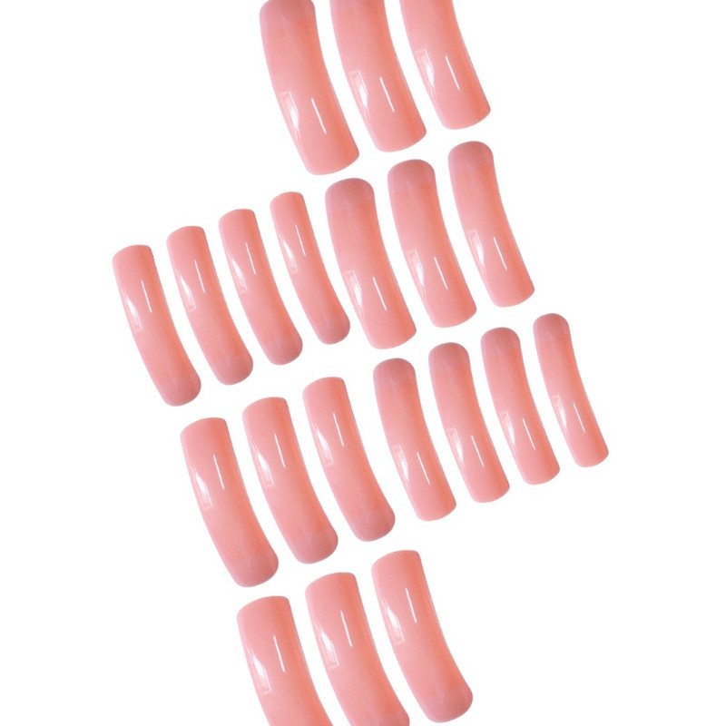 60Pcs Extra Long Almond Nails, Solid Nude Pink Glossy Nail Set