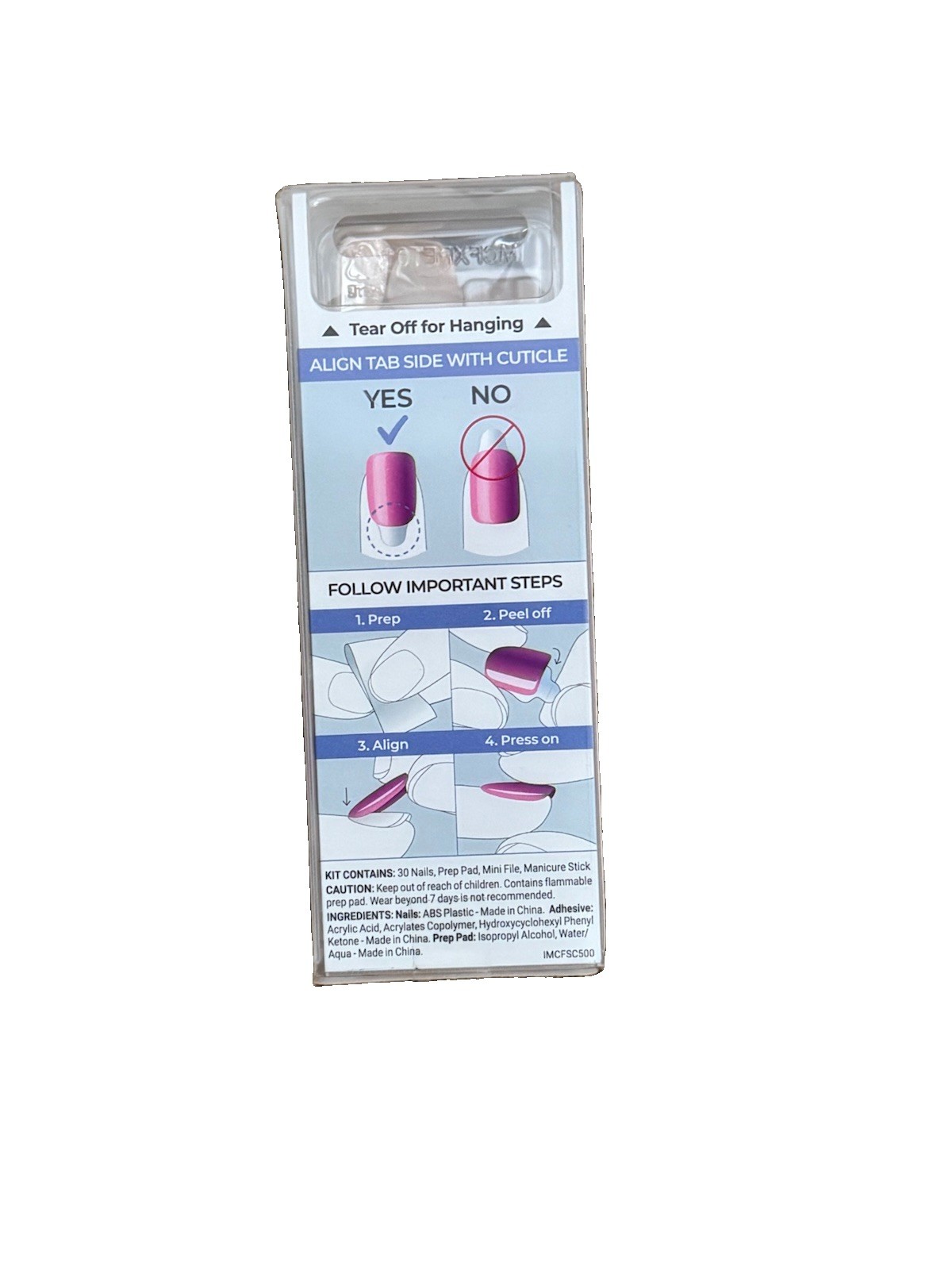 imPRESS Color FX 30 Press On Nails Rebel White Short False No Glue Mani 91399