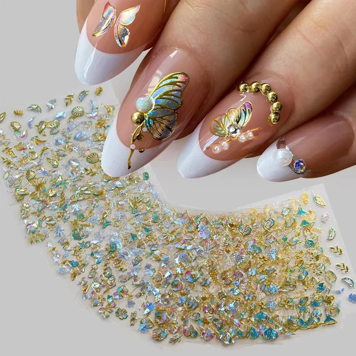 30 Sheets Flower Nail Stickers Colorful 3D Self Adhesive Cute Daisy Floral Nail