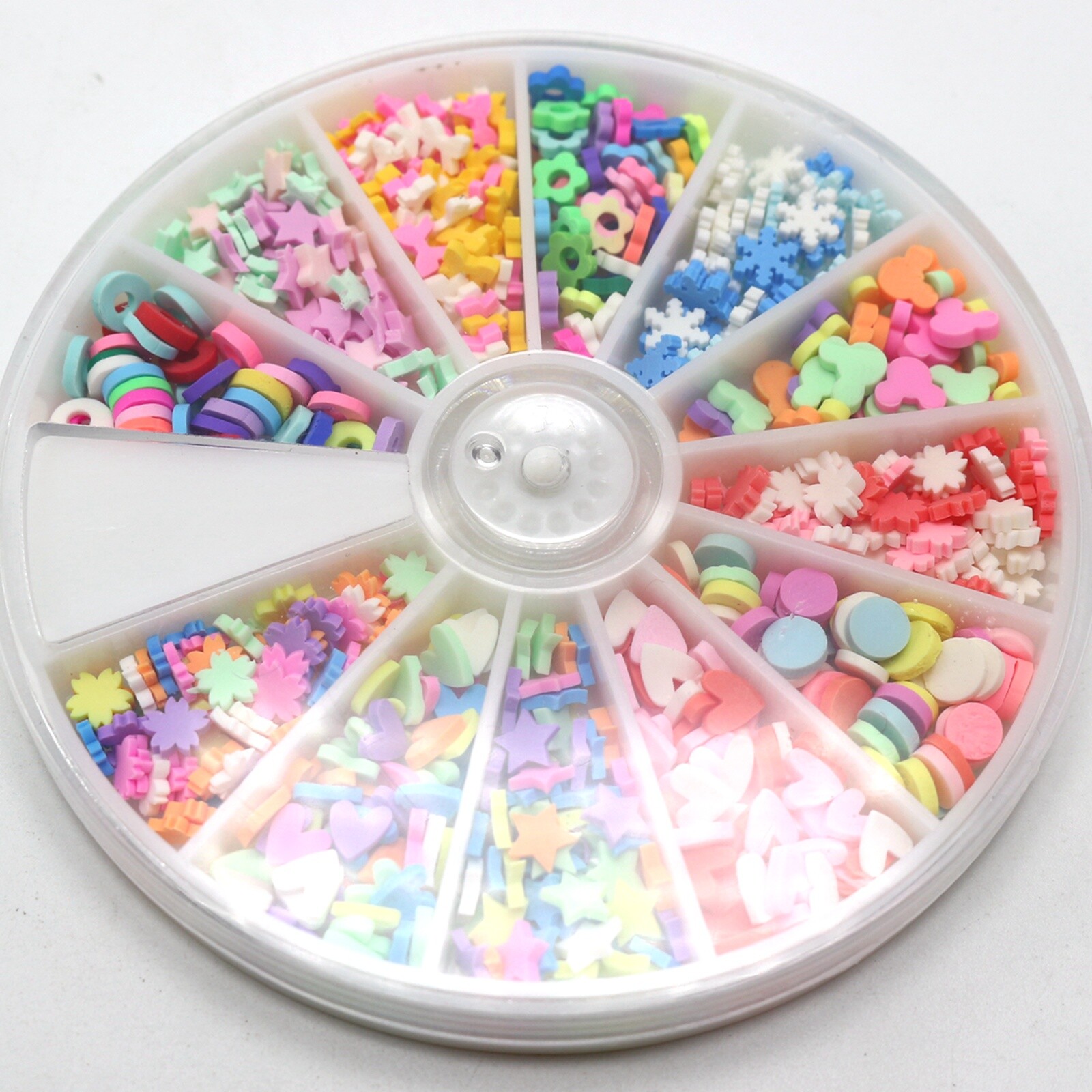 Nail Art Wheel Set 3D Fimo Polymer Clay Slices Nail Art Decals Tips 12 Style