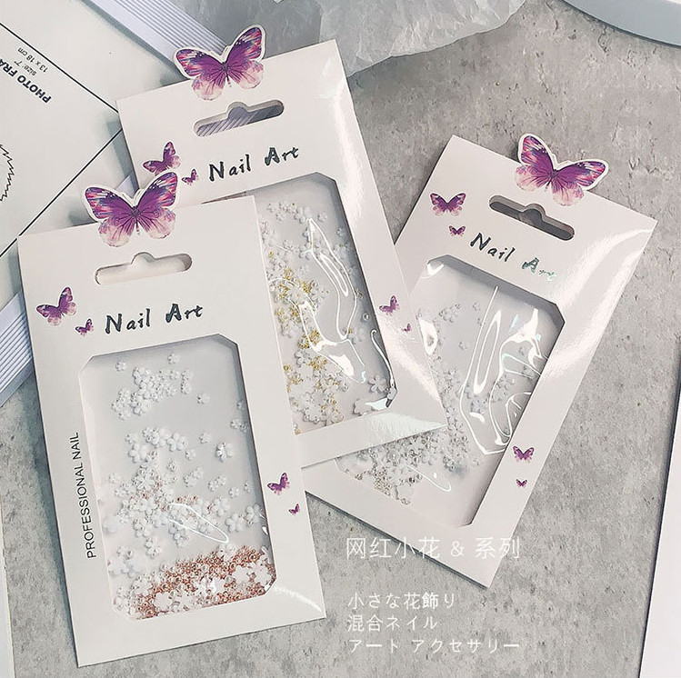 3D Acrylic Flower Nail Art Decor Mixed Size Ball White Rhinestones Manicure NH9