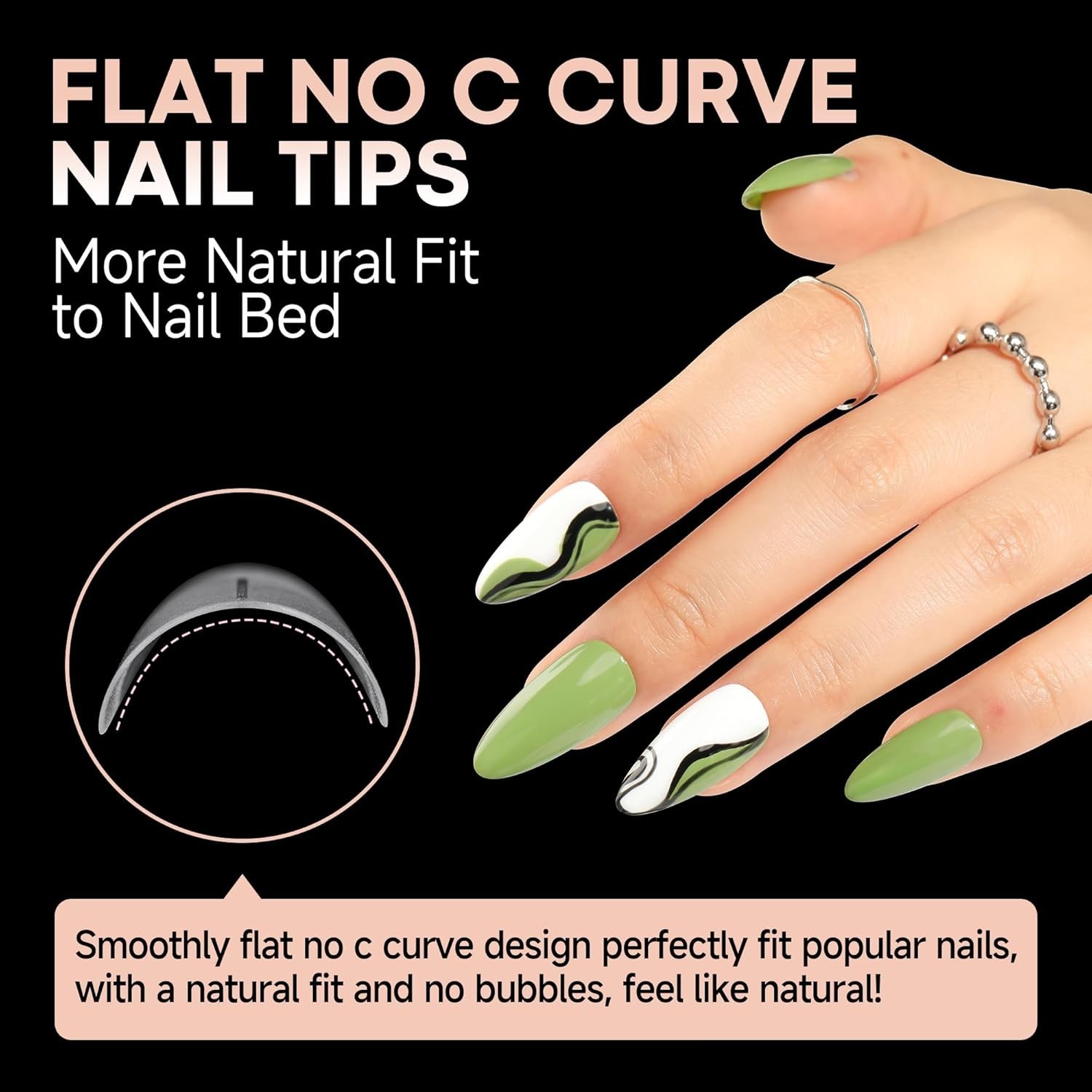 Elegant Half-Cover Medium Almond Gel Nail Tips – 504pcs for Beautiful Nail Style