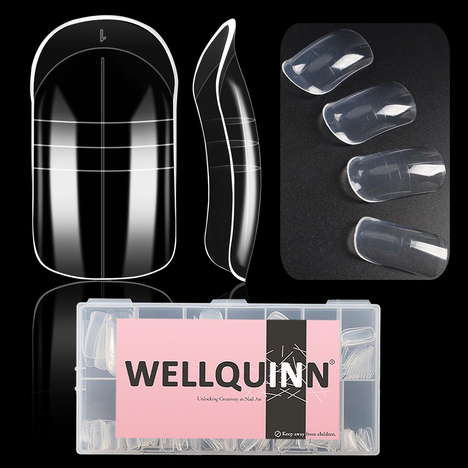 300pcs Toe Nail Dual Forms for Poly Gel Toenail Extension, Reusable Full Cove…