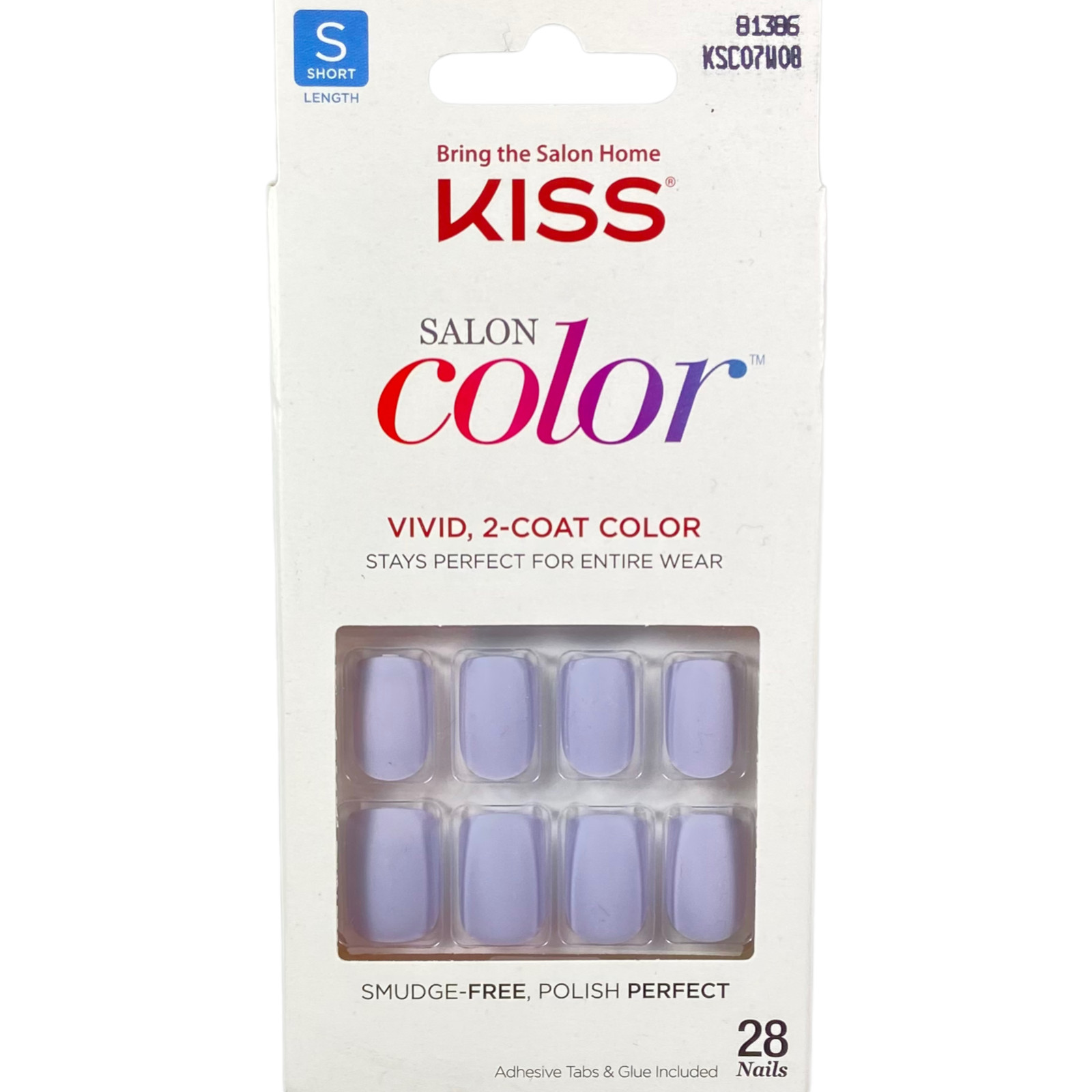 NEW Kiss Nails Salon Color Press or Glue Manicure Short Gel Matte Light Purple