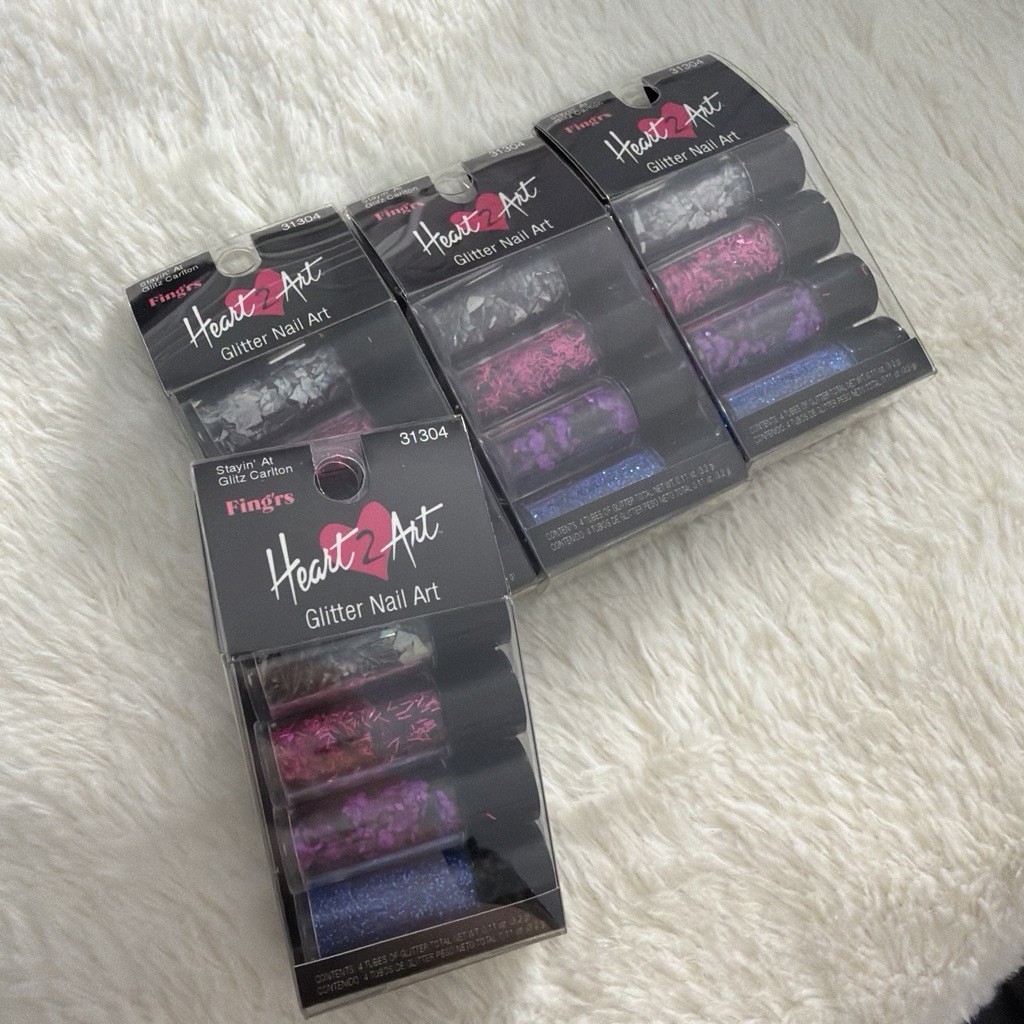 Fing’rs Heart2Art Glitter Nail Art Set, 4 Tubes, Multicolor Glitter Effect