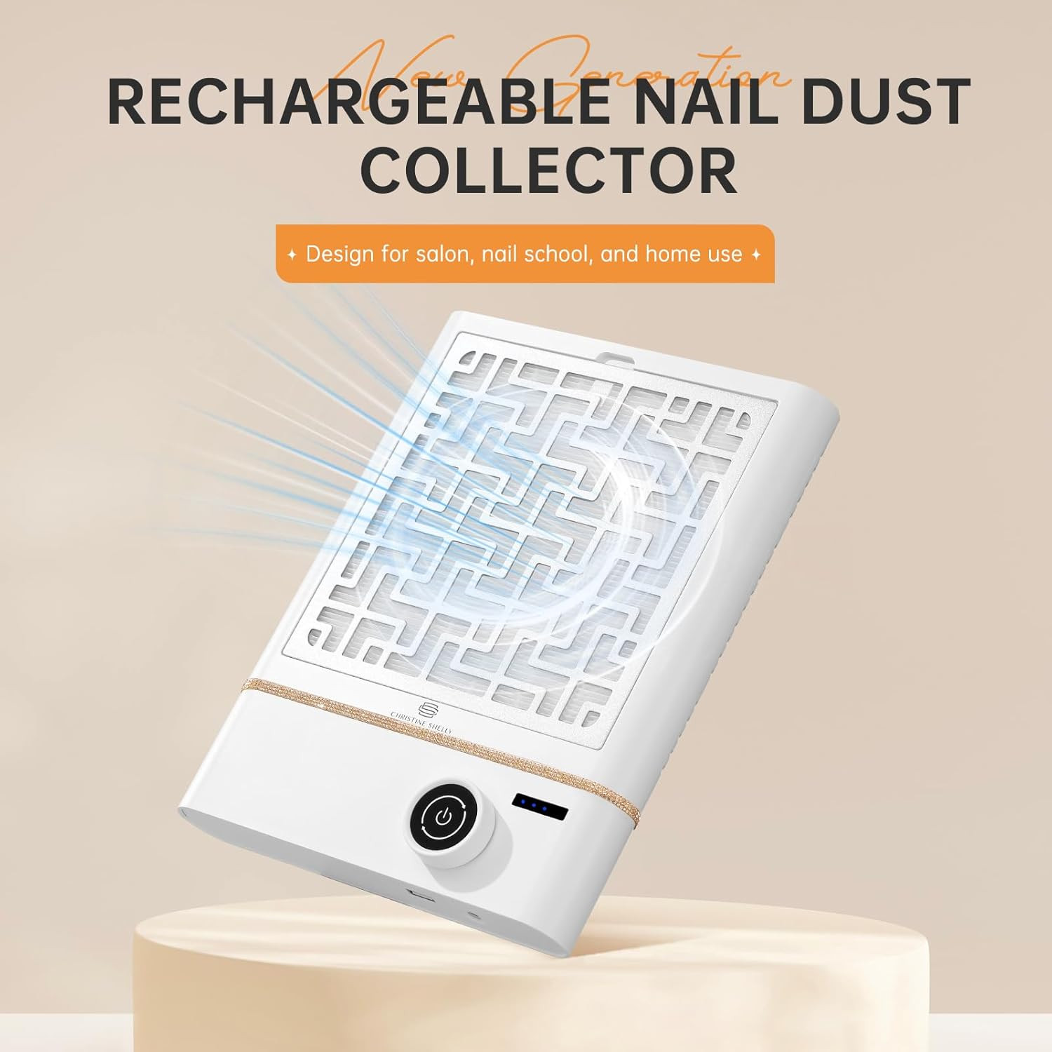 Bling Diamond Cordless Nail Dust Collector, 5000RPM Low Noise Vacuum Fan