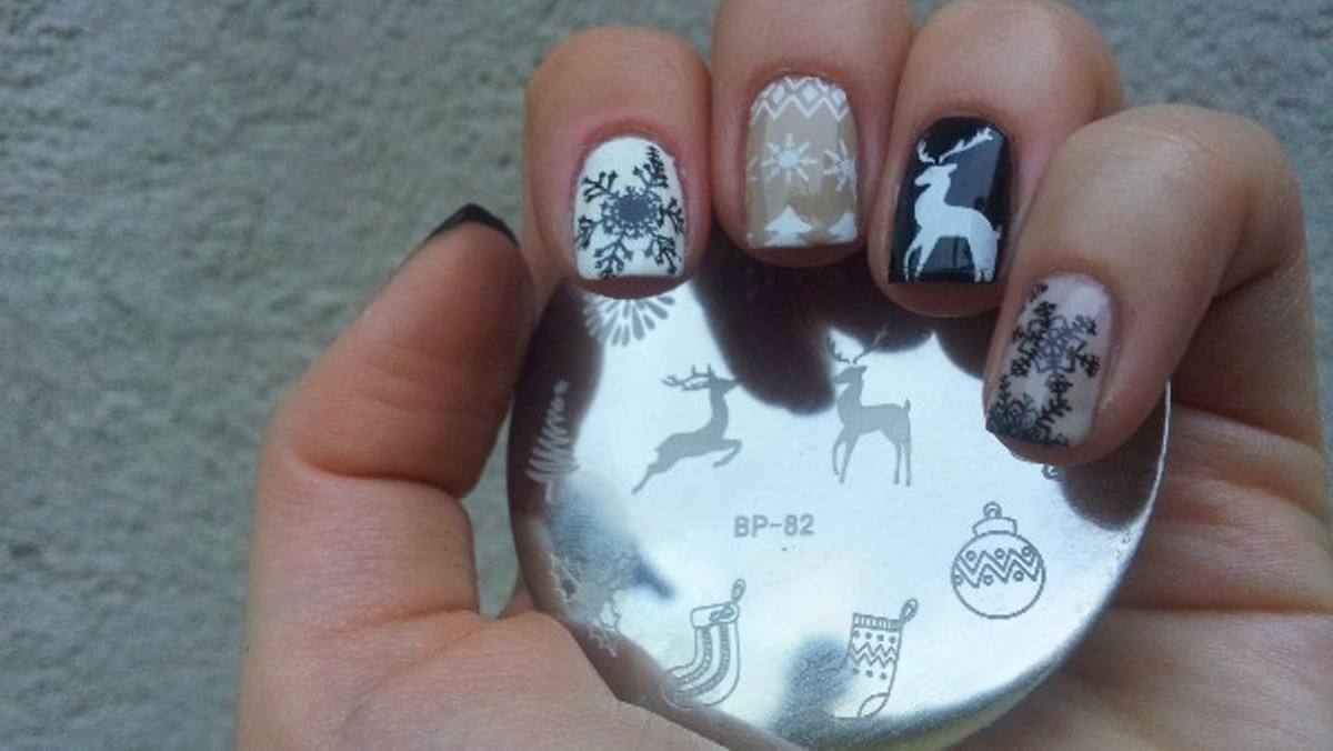 Christmas Tree Deer Fireworks Manicure Nail Art Stamping Template Image Plate