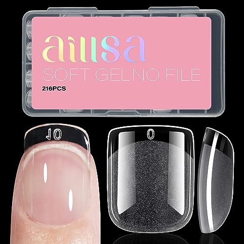 Nail Tips Soft Gel Full Cover Half Matte Nail Tips Clear Extra Short Square