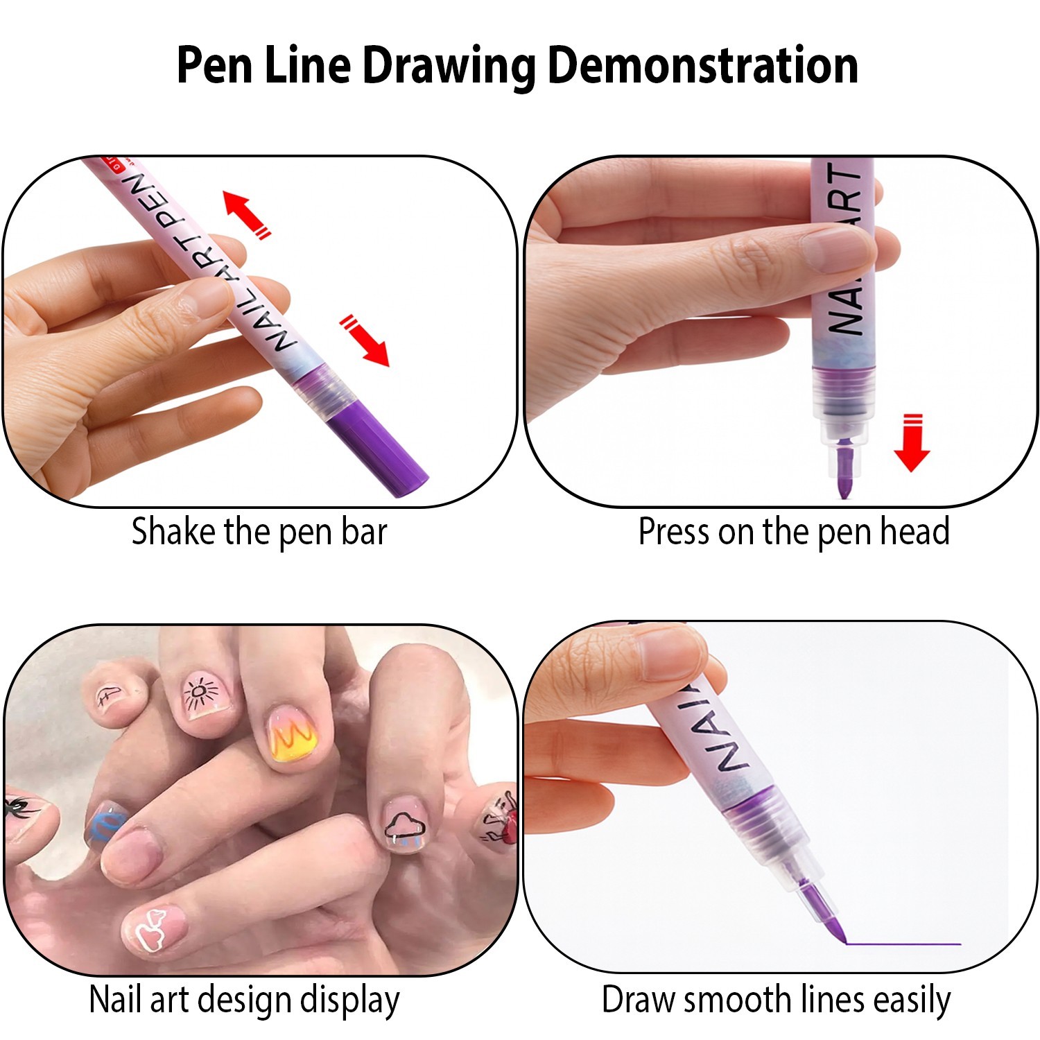 12 Colors Nail Art Paint Pens Liner / Dotting / Drawing Quick-Dry Set Classic Us