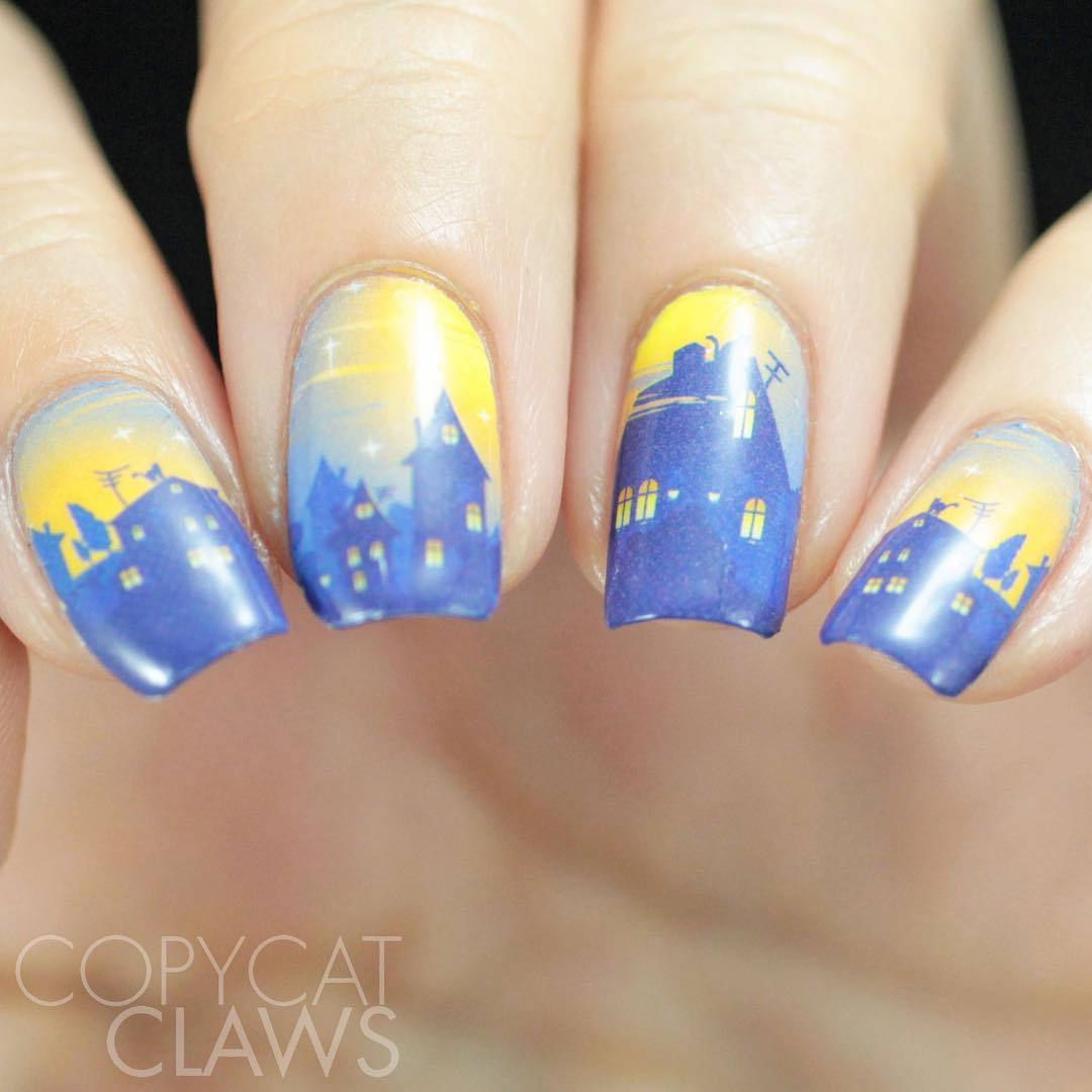 P102 Home at Dusk Water Decals Sliders for Nail Art Design