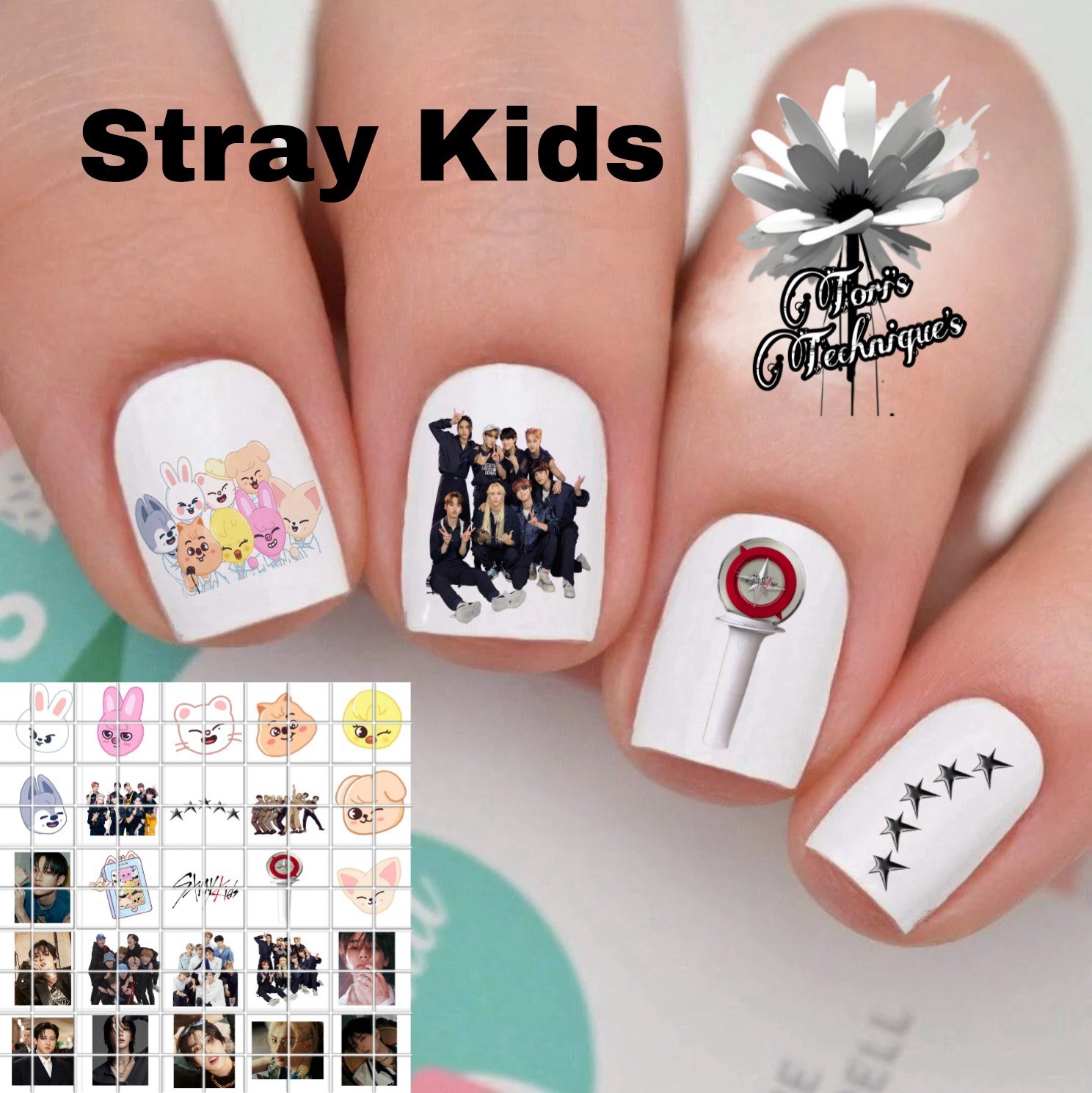 Stray Kids Waterslide Finger Nail Decals Instructions set of 50 Bonus TT