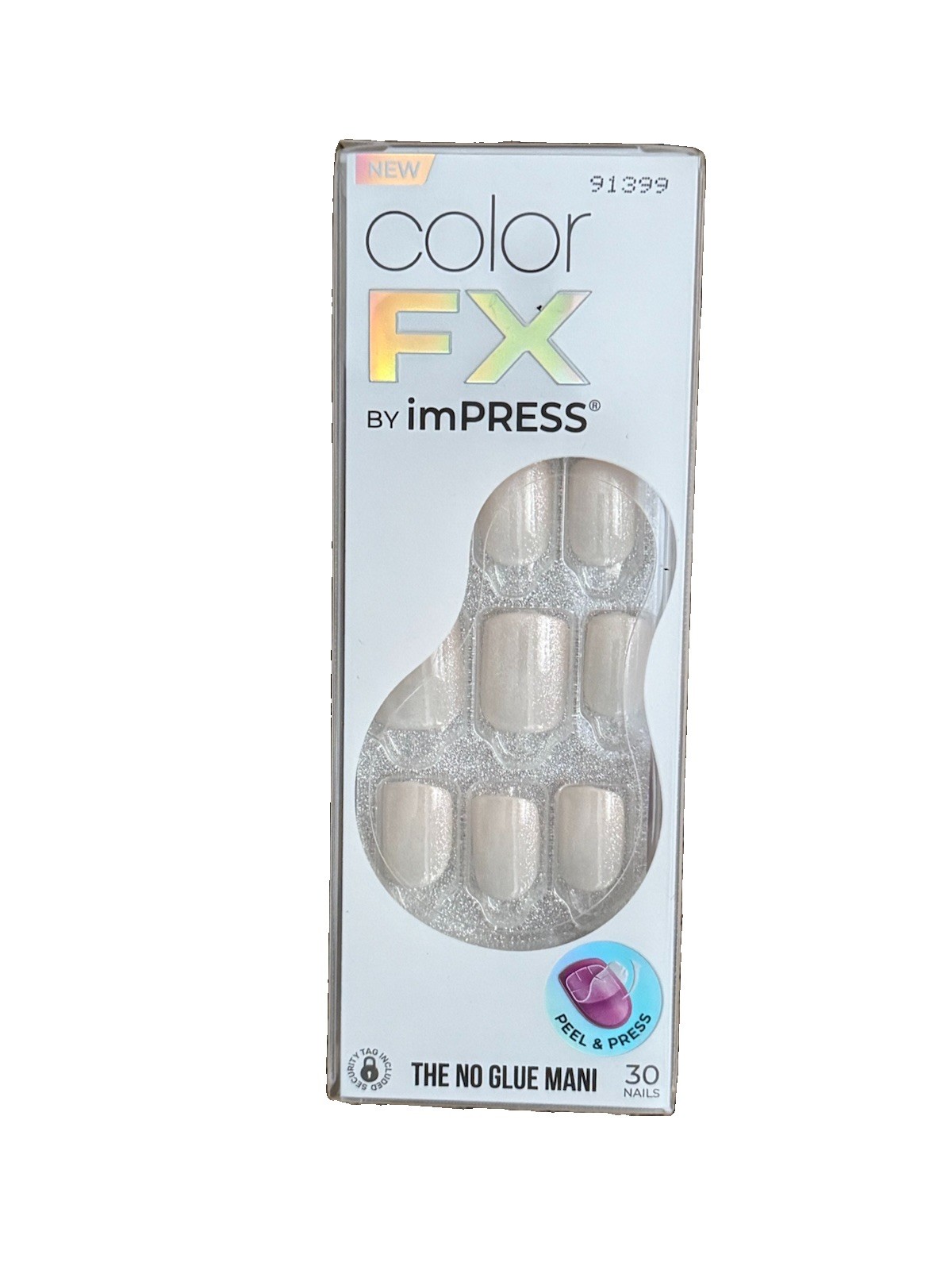imPRESS Color FX 30 Press On Nails Rebel White Short False No Glue Mani 91399