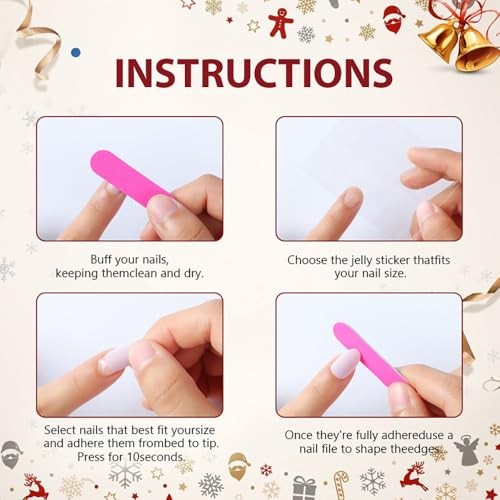 Short Square Press on Nails Winter Snowflake Acrylic Nails Glitter Gold Style 4
