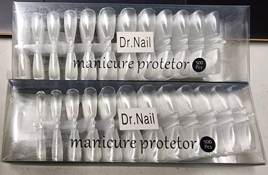 Dr. Nail Manicure Protector Fake Acrylic Nail Tips 1000 Pcs (2x 500) Medium
