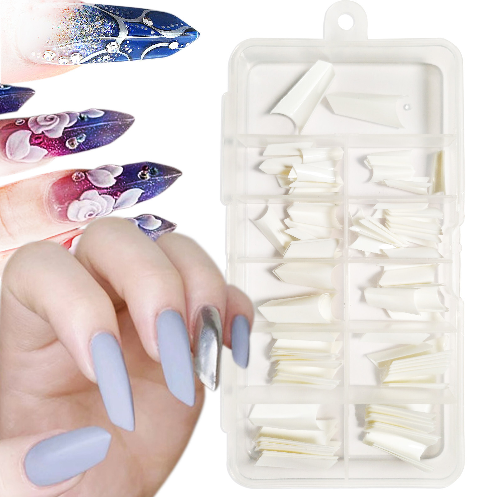 [DDP] French Stiletto ‘Edge’ Well-less Acrylic Artificial False Nail Tips