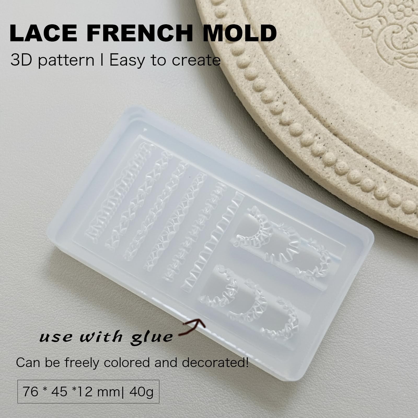 3D Lace Ruffle Nail Art Mold, Bowknot Flower Edge Soft Gel/Resin DIY Decorati…