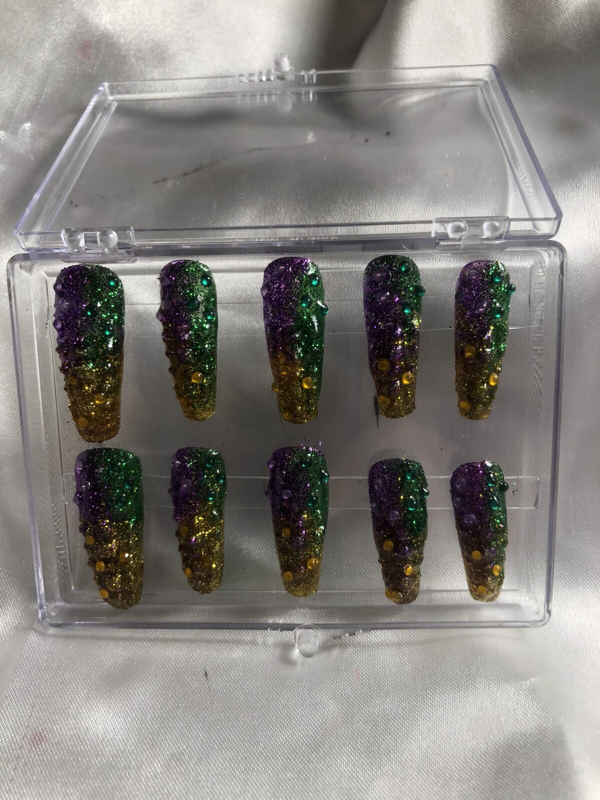 Z NAILZ! Z CLAWZ! Purple/Green/Gold MARDI GRAS Alligator Textured Press On Nails