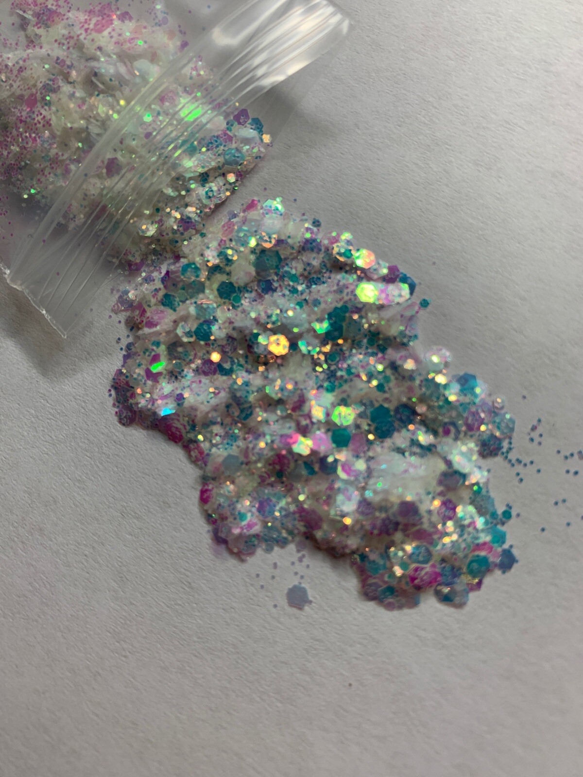 Holographic Iridescent Hexagon Mix Size Glitter | 1 TSP | Gel Nail Art & Acrylic