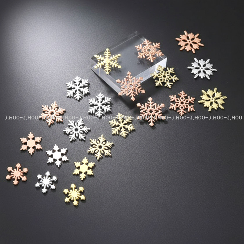 Easy Curve Snowflake Metal Nail Charms Thin Flexible Nail Art Decoration 100pcs