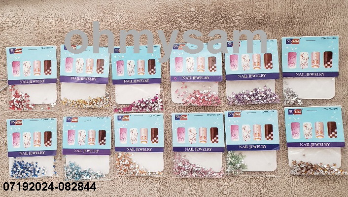 CLOSEOUT 12 x NEW PACK MULTI COLOR NAIL ART MANI / PEDI STAR ‘STONE’