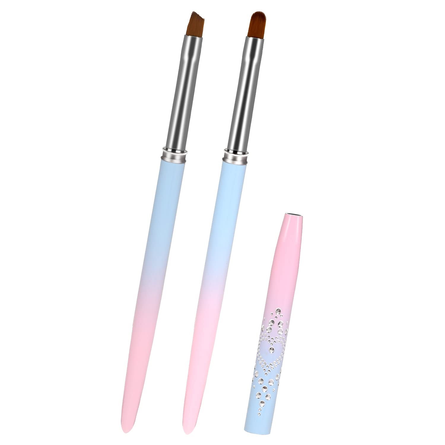Nail Art Clean Up Brush, 2Pcs Round&Angled Nail Polish Clean Up Brush for Cle…