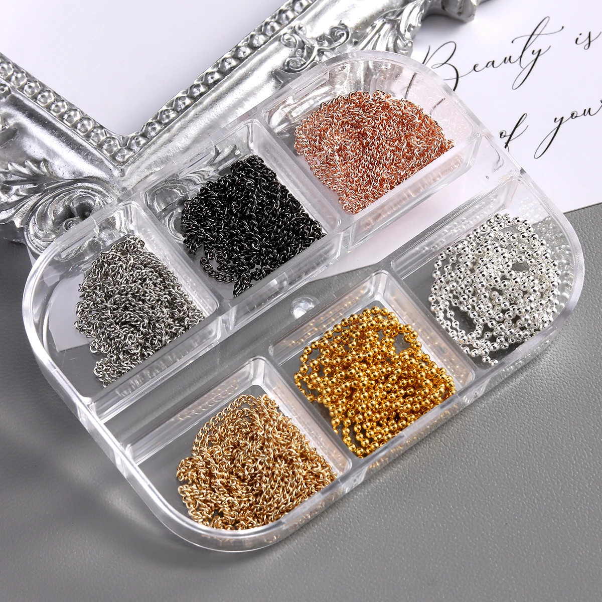 3D Metal Nail Art Chains Gold Silver Nail Decoration Personality Nail Jewelry