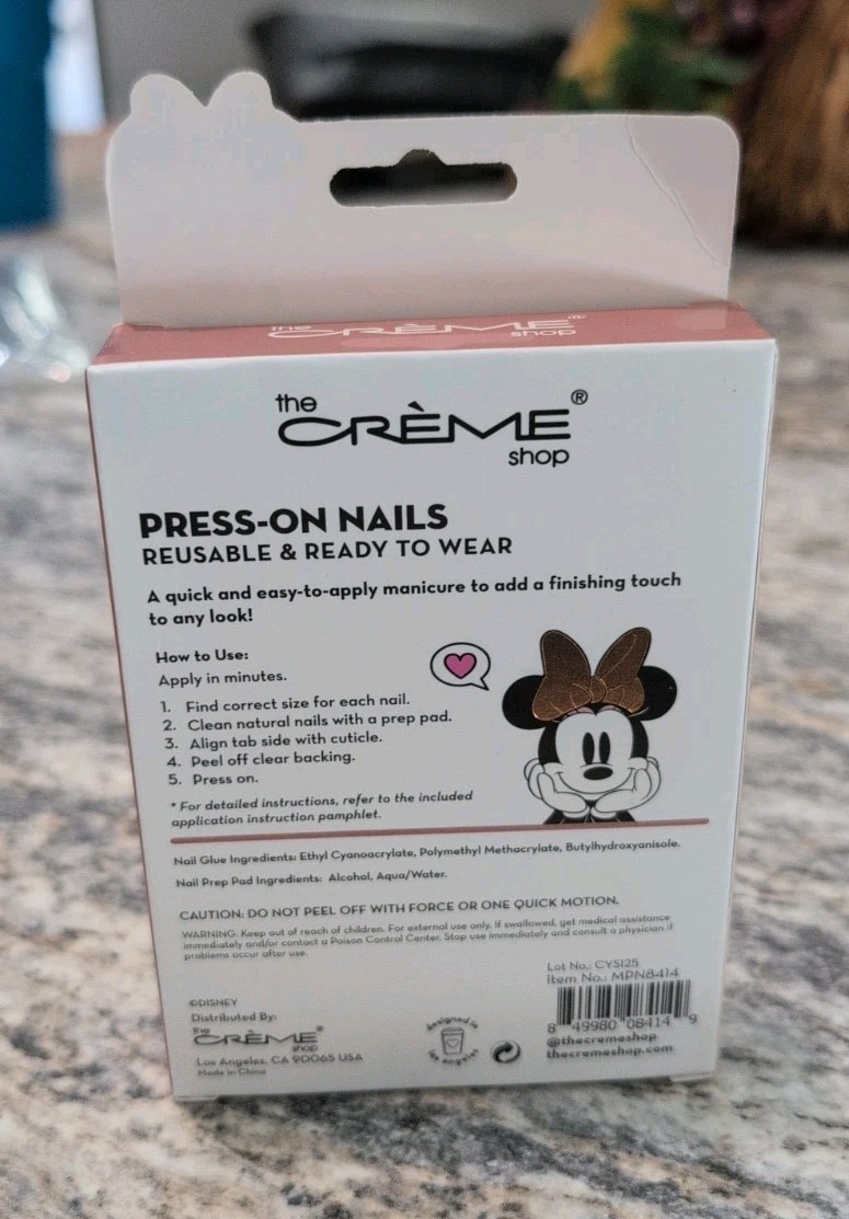 The Crème Shop Minnie Mouse Reusable Press On Nails 24 Gel Effect Med Length