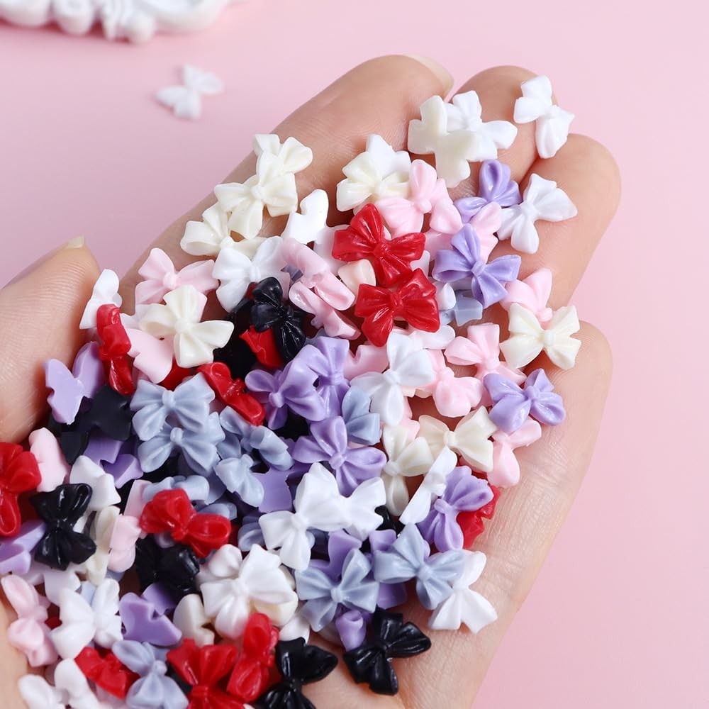 Bow Nail Charms Colorful 3D Bowknot Nail Art for Acrylic Nails Cute Resin Mix…