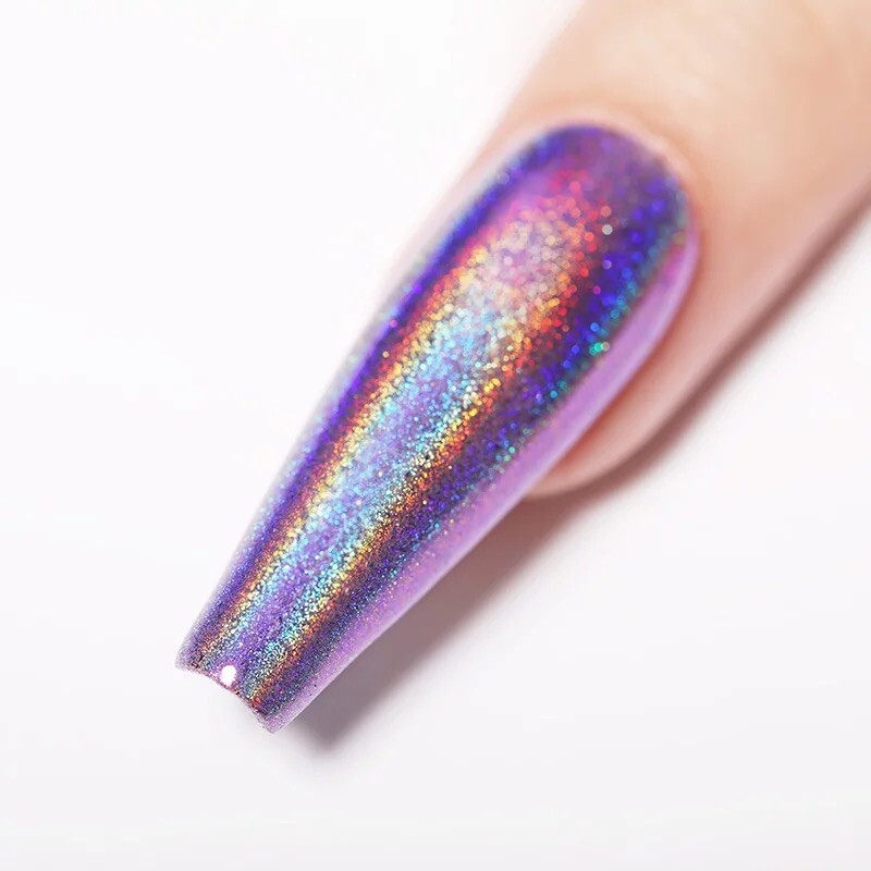 1g UNICORN NAIL CHROME GLITTER POWDER PURPLE HOLOGRAPHIC EFFECT PIGMENT UK TCL10