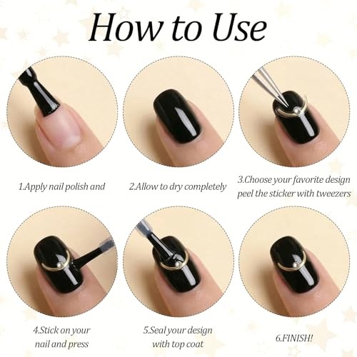 3Pcs French Line Nail Art Stickers Decals/Silver French Stripes Wave Nail Gold