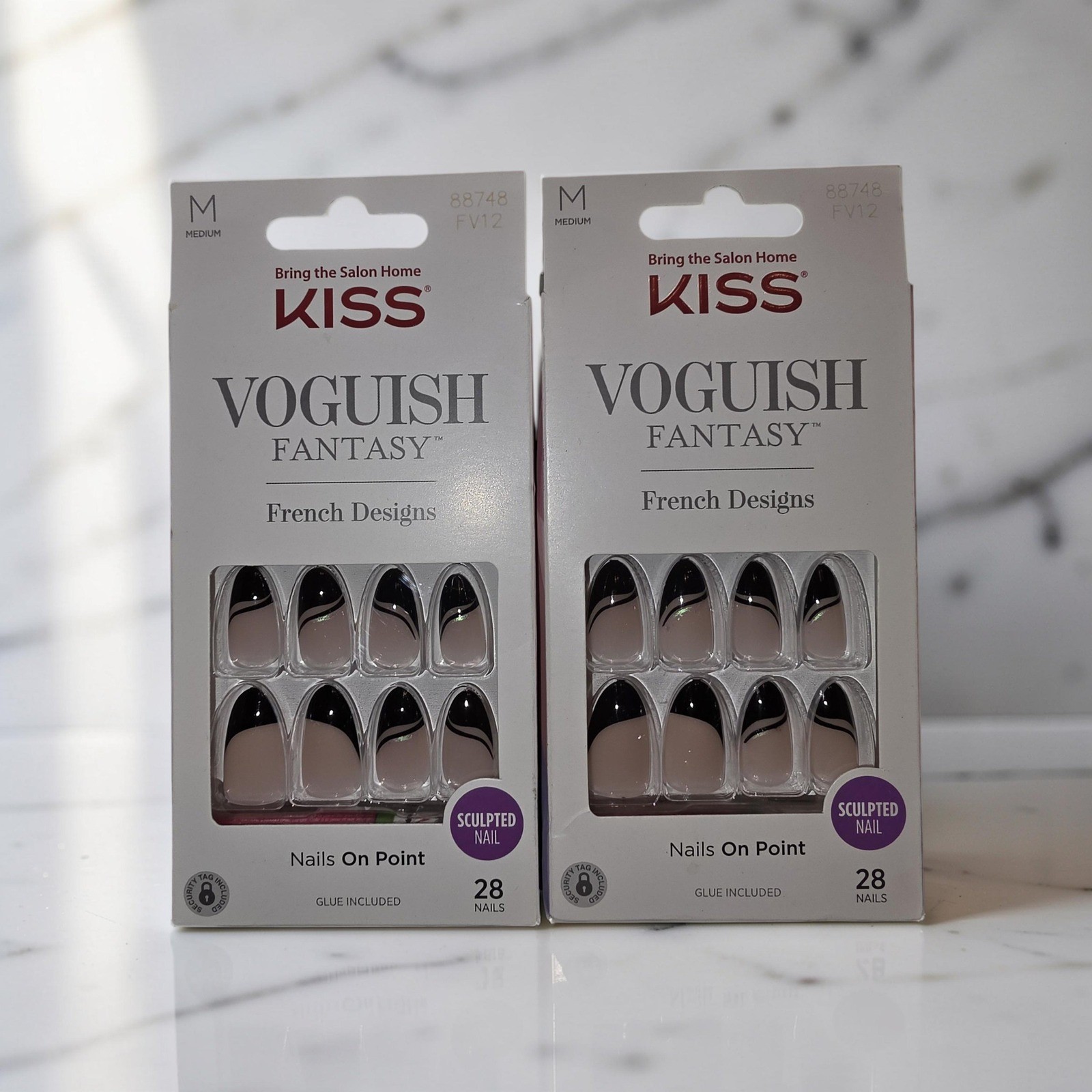 KISS Voguish Fantasy French Designs Sculpted Nails Medium FV12 88748 2 Packs
