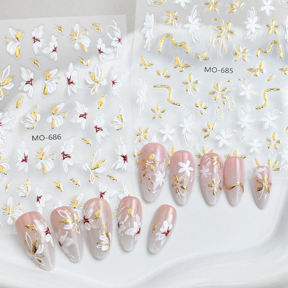 6 Sheets 5D Embossed Flower Nail Stickers for Nail Art Spring Summer Design