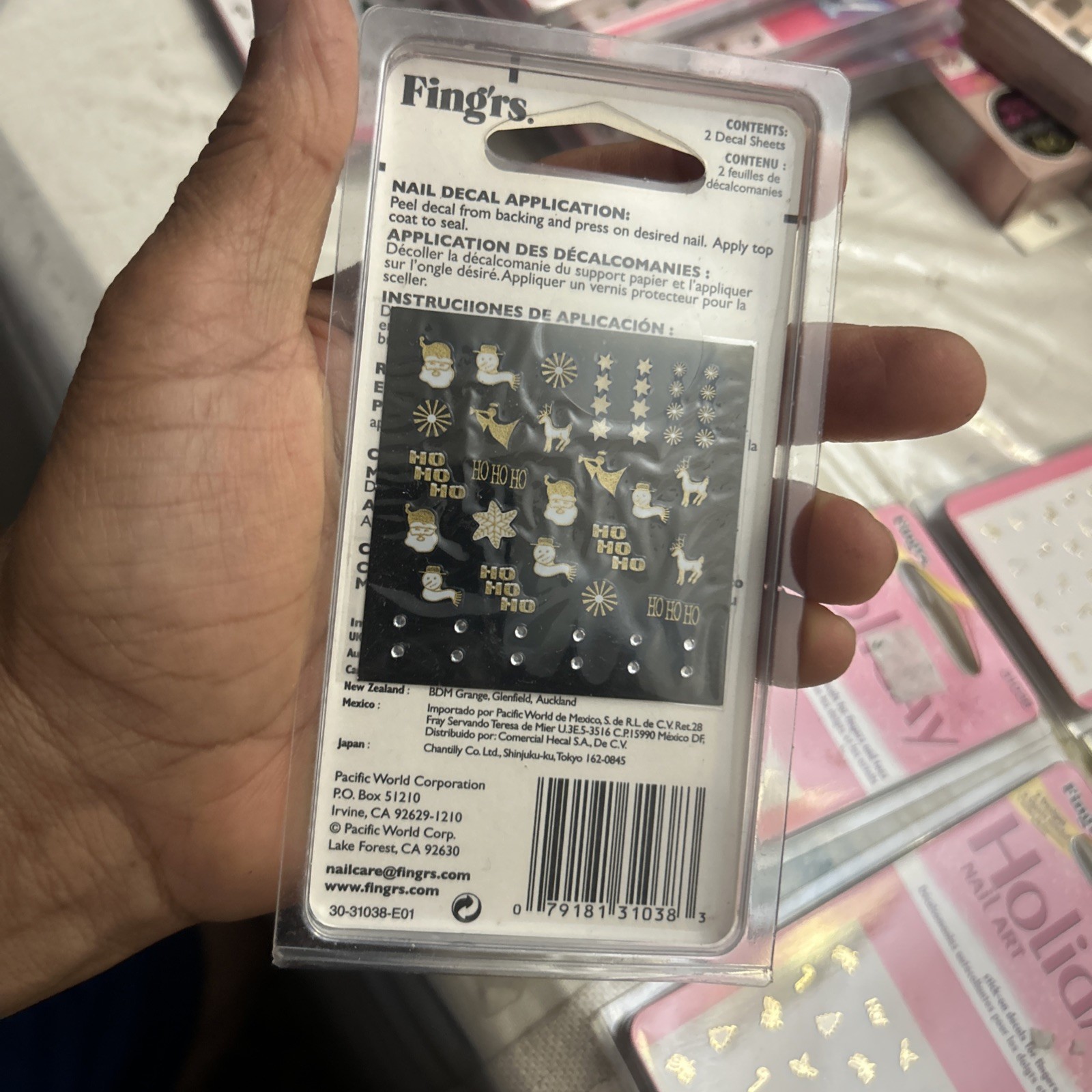 13 X Fing’rs HOLIDAY Nail Stickers MISTLETOE+XMAS TREE+CANDY CANE+SANTA+SNOWMAN