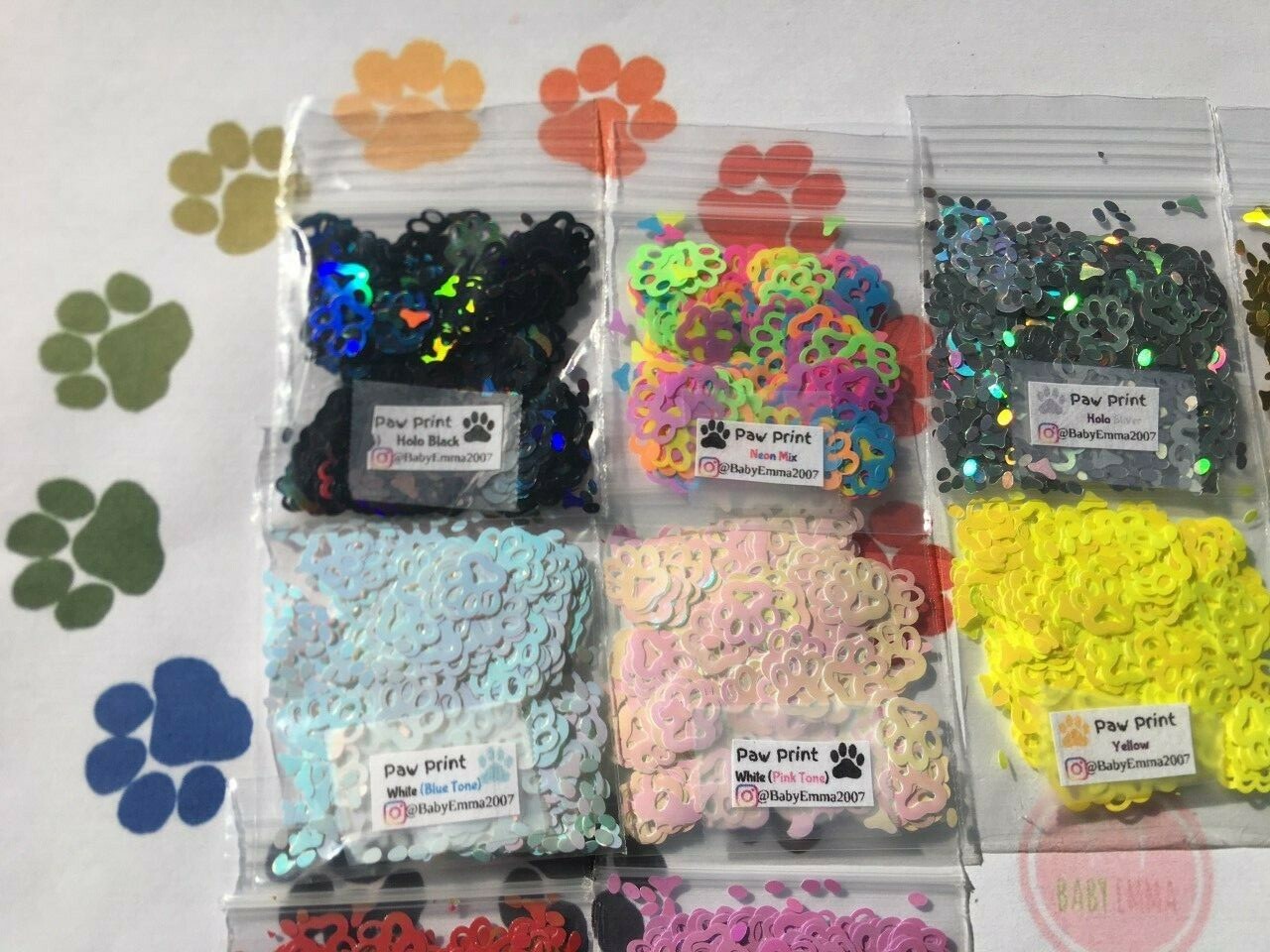 Solvent Resistant Pet PAW/DogPaw shape Glitter(U Pick Color)Nail Art Face Crafts