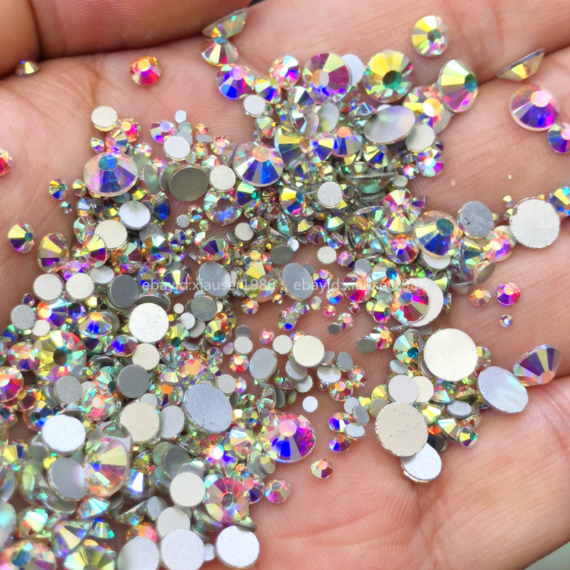 Top quality 1440pcs Crystal AB Rhinestones Flat Back Gems 3D Nail Art Decoration
