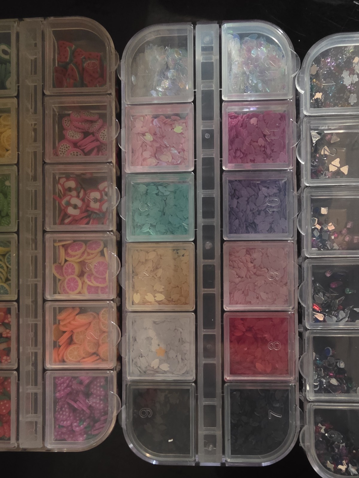 Mixed Set Multicolor Fruit Slice Polymer Clay Nail Art Charms in Storage Case