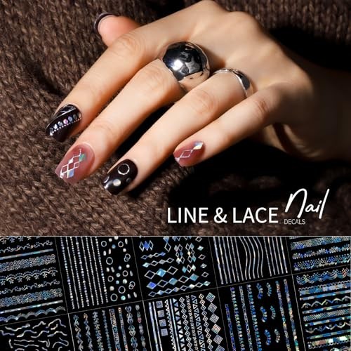 50 Sheets Aurora Nail Stickers for Nail Art, Aurora Classic Design/Aurora Line