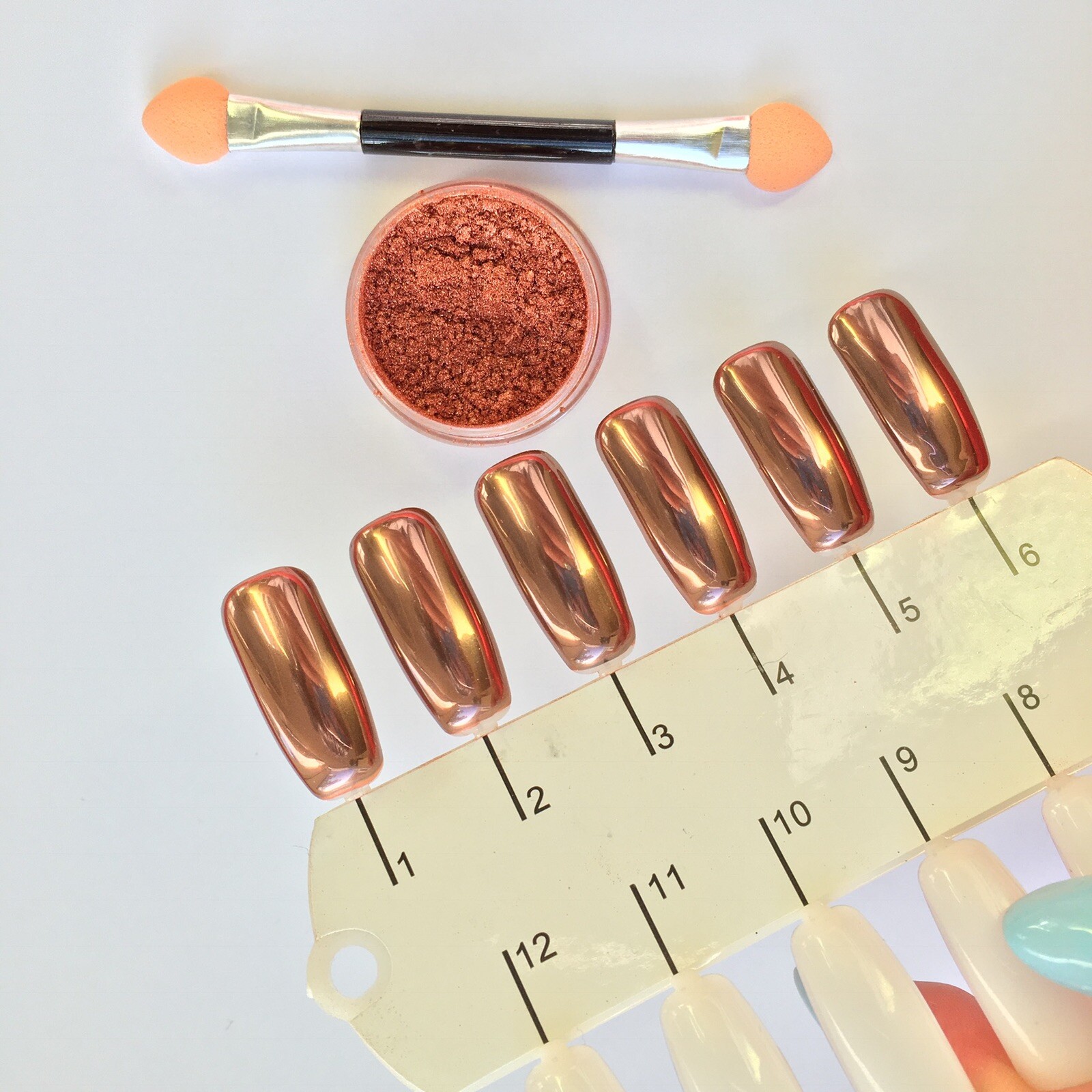 New ROSE GOLD NAILS POWDER Mirror Chrome Effect Pigment Nail Art UK SELLER (u)