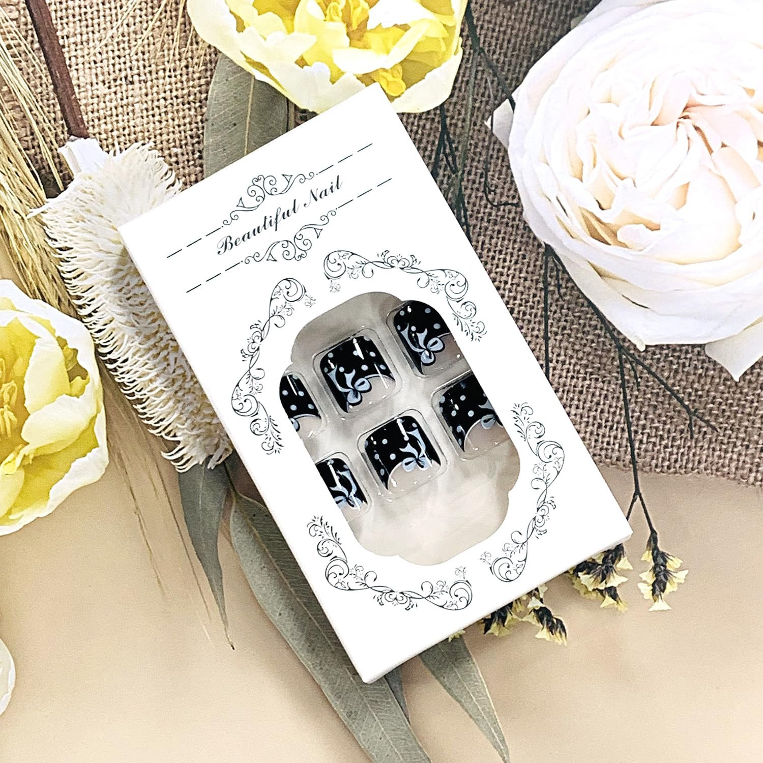 Press on Toenails with Designs Acrylic Fake Nails for Toe Artificial False Nails