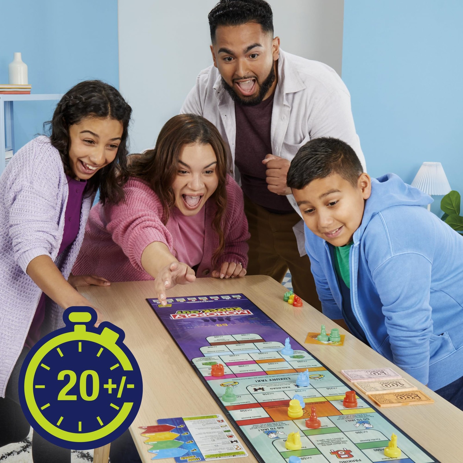Monopoly Knockout Board Game | 2-8 Players | Medium, Red, Yellow, Green, Blue